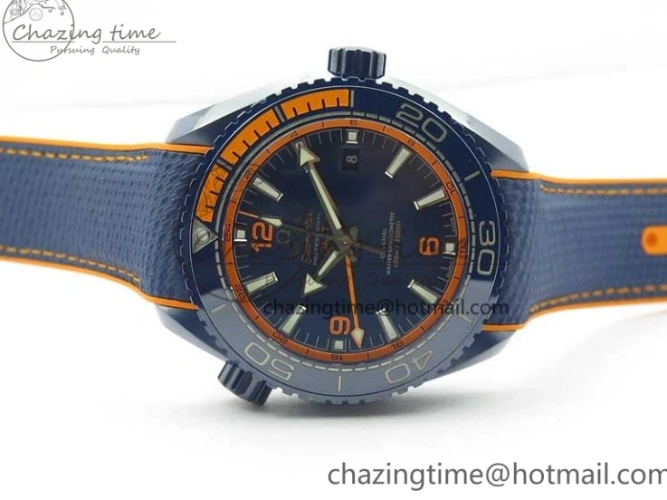 0316 Planet Ocean 45.5mm Big Blue Real Ceramic VSF 1:1 Best Edition on Blue Rubber Strap A8906 Super Clone Unique 7896